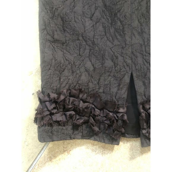 Albert Nipon Crinkled Ruffled Him Pencil Skirt 6 - Picture 5 of 7